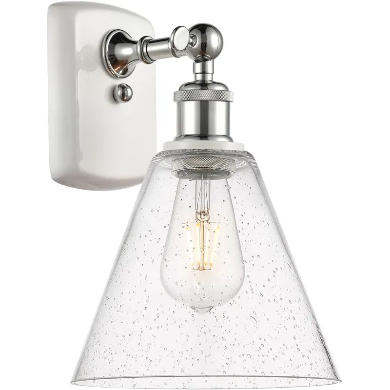 Ballston Ballston Cone LED 8 inch White and Polished Chrome Sconce Wall Light in Seedy Glass