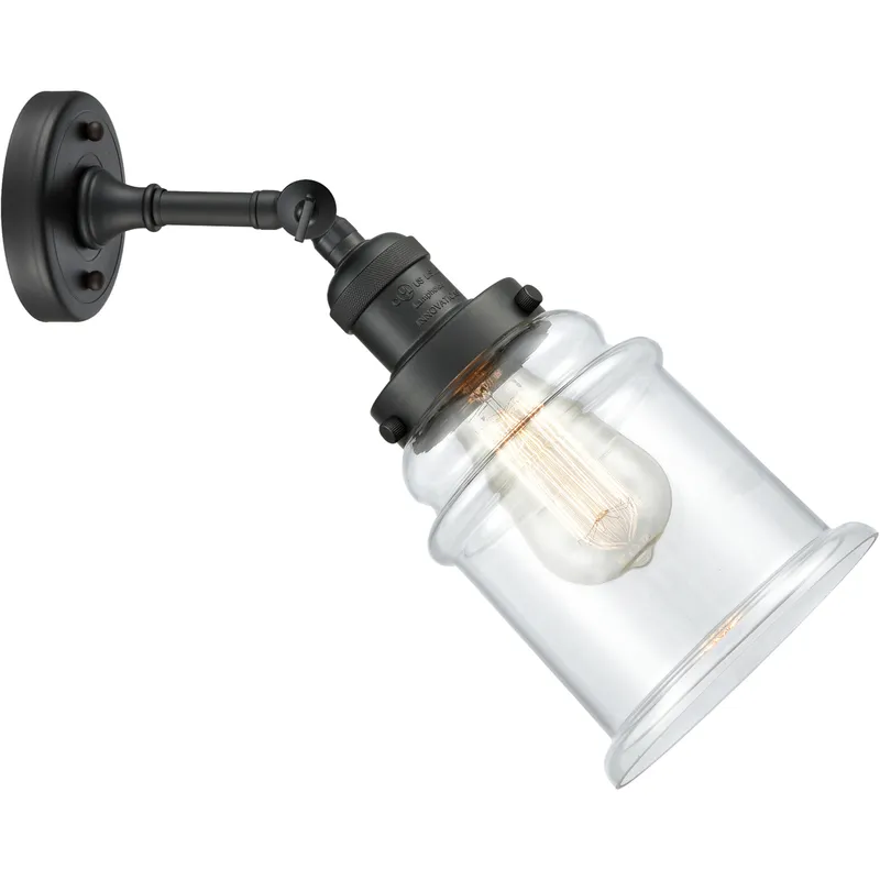 Franklin Restoration Canton LED 6.5 inch Matte Black Sconce Wall Light in Clear Glass, Franklin Restoration