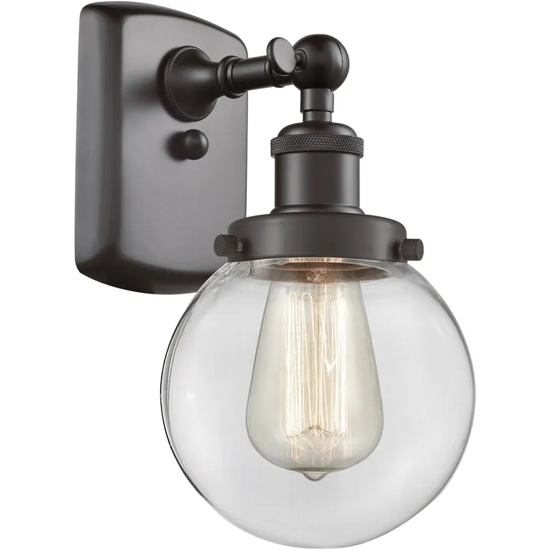 Ballston Beacon 1 Light 6 inch Oil Rubbed Bronze Sconce Wall Light in Clear Glass, Ballston