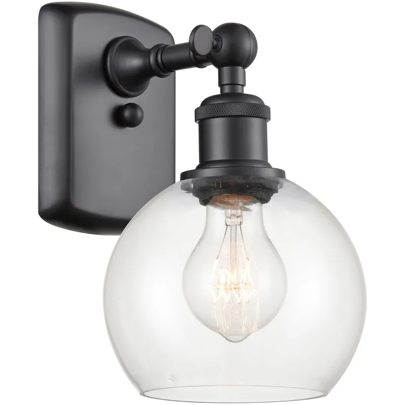 Ballston Athens LED 6 inch Matte Black Sconce Wall Light in Clear Glass