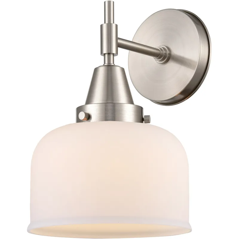 Caden LED 8 inch Satin Nickel Sconce Wall Light in Matte White Glass