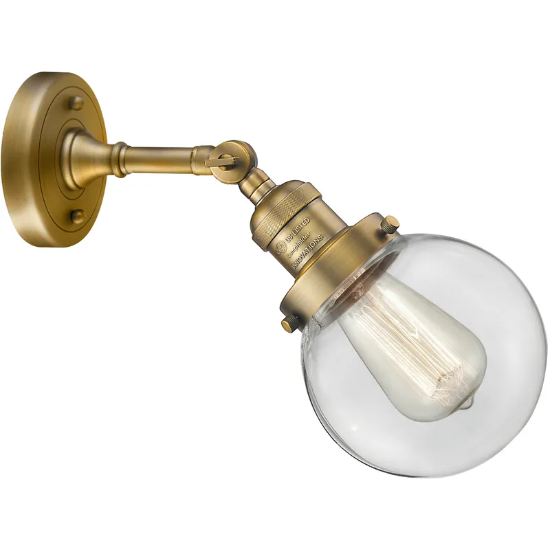 Franklin Restoration Beacon 1 Light 6 inch Brushed Brass Sconce Wall Light in Clear Glass, Franklin Restoration