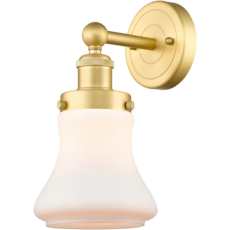 Bellmont 1 Light 6.5 inch Satin Gold Sconce Wall Light in Matte White Glass