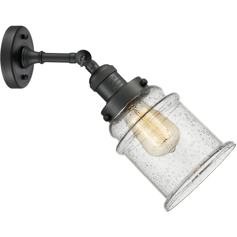 Franklin Restoration Canton LED 6.5 inch Matte Black Sconce Wall Light in Seedy Glass, Franklin Restoration