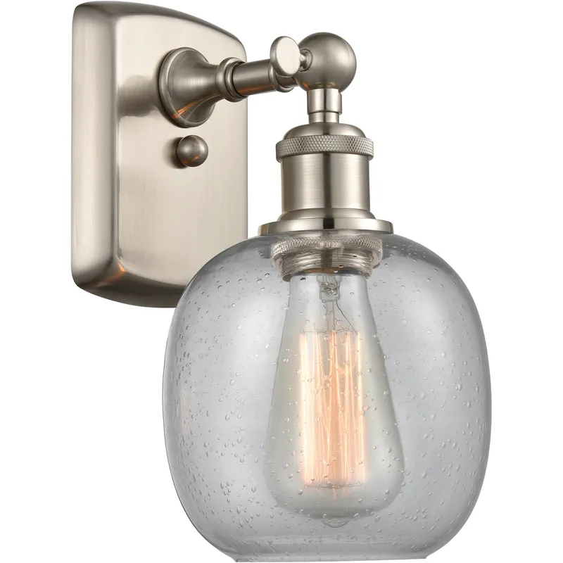 Ballston Belfast LED 6 inch Brushed Satin Nickel Sconce Wall Light in Seedy Glass, Ballston
