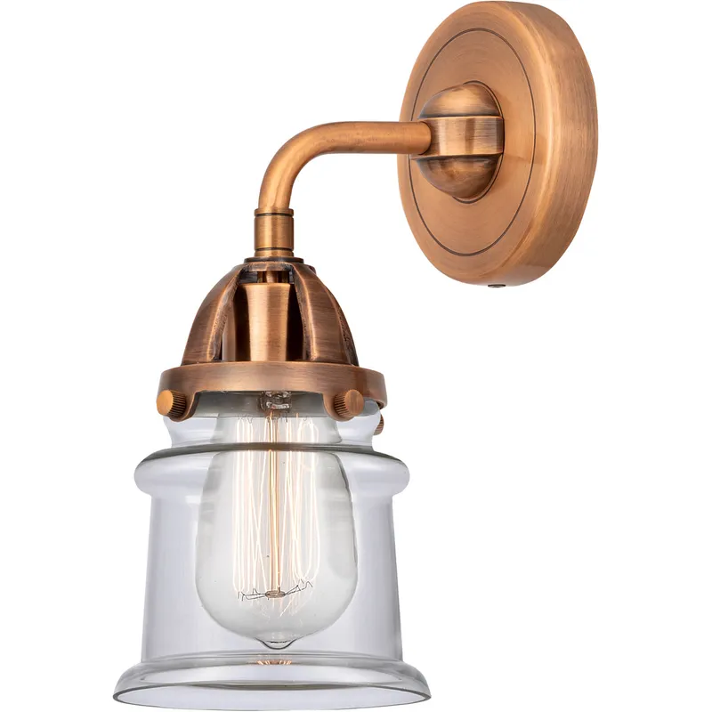 Nouveau 2 Small Canton 1 Light 5 inch Antique Copper Sconce Wall Light in Clear Glass