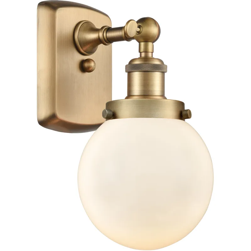 Ballston Beacon 1 Light 6 inch Brushed Brass Sconce Wall Light in Matte White Glass