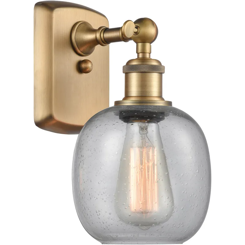 Ballston Belfast LED 6 inch Brushed Brass Sconce Wall Light in Seedy Glass, Ballston