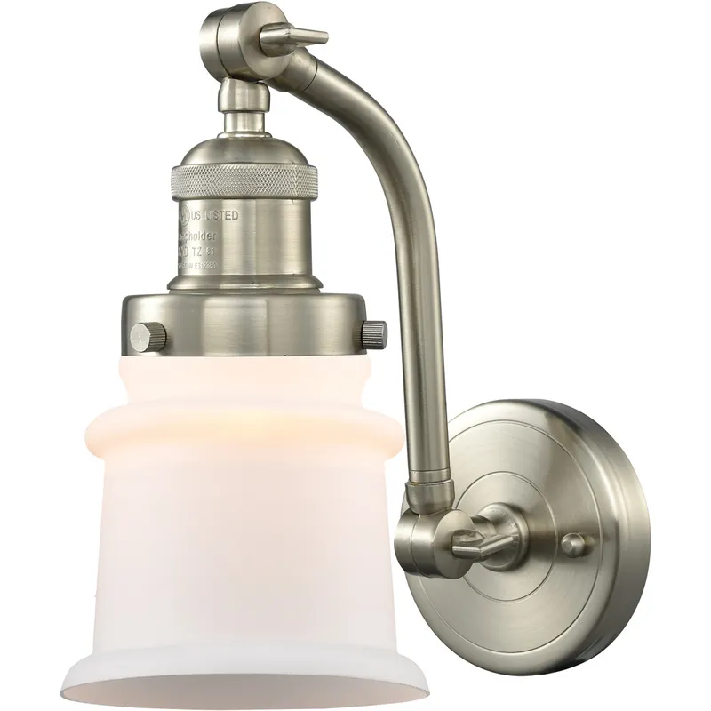 Franklin Restoration Small Canton LED 6.5 inch Brushed Satin Nickel Sconce Wall Light in Matte White Glass, Franklin Restoration