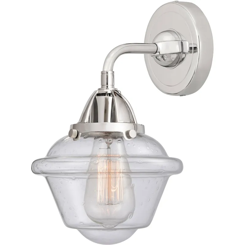 Nouveau 2 Small Oxford 1 Light 7.5 inch Polished Chrome Sconce Wall Light in Seedy Glass