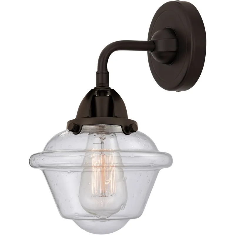Nouveau 2 Small Oxford 1 Light 7.5 inch Oil Rubbed Bronze Sconce Wall Light in Seedy Glass