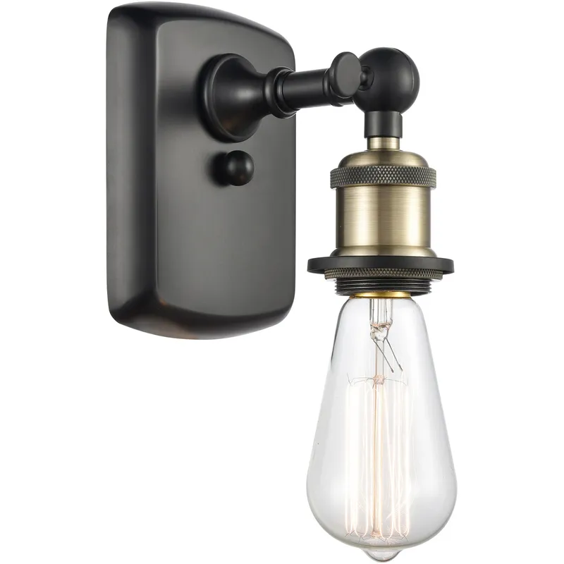 Ballston Bare Bulb LED 4.5 inch Black Antique Brass Sconce Wall Light, Ballston