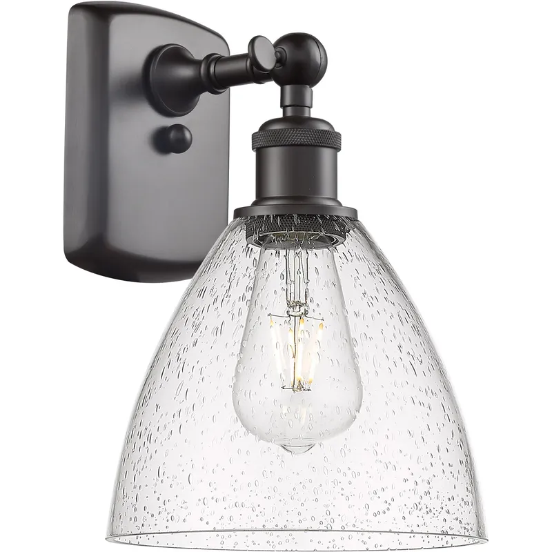 Ballston Dome LED 8 inch Oil Rubbed Bronze Sconce Wall Light in Seedy Glass