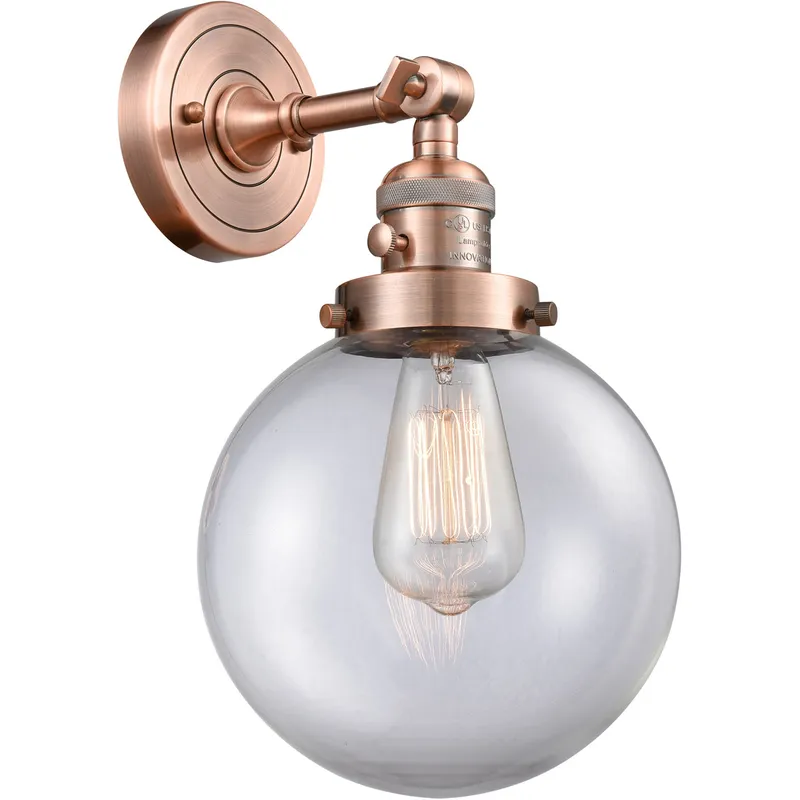 Franklin Restoration Large Beacon LED 8 inch Antique Copper Sconce Wall Light, Franklin Restoration