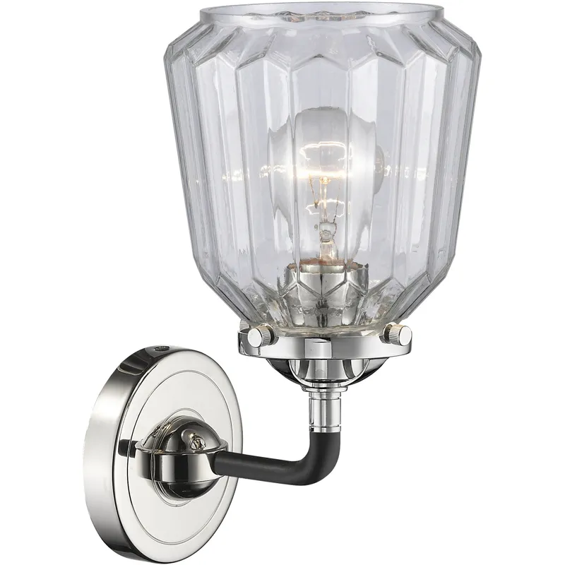 Nouveau Chatham 1 Light 6 inch Black Polished Nickel Sconce Wall Light in Clear Glass, Nouveau