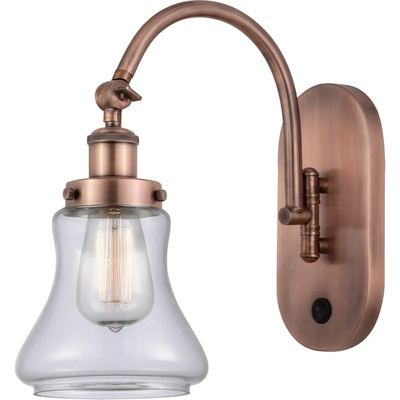 Franklin Restoration Bellmont LED 6.5 inch Antique Copper Sconce Wall Light in Clear Glass