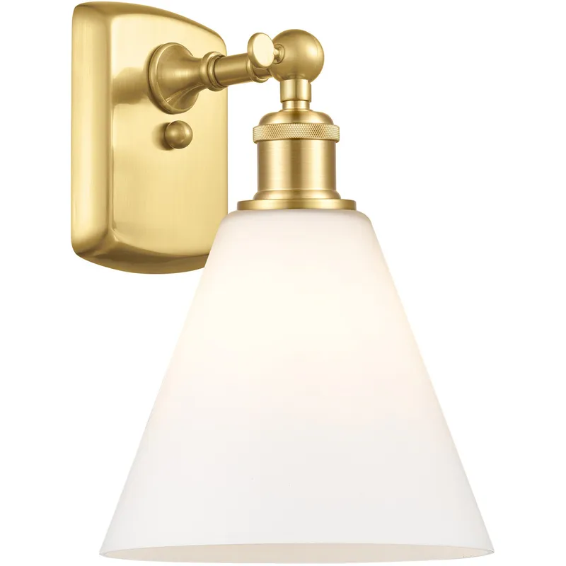 Ballston Ballston Cone 1 Light 8 inch Satin Gold Sconce Wall Light in Matte White Glass