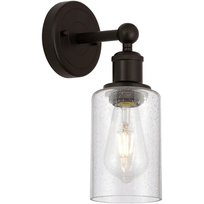 Clymer 1 Light 3.88 inch Oil Rubbed Bronze Sconce Wall Light in Seedy Glass