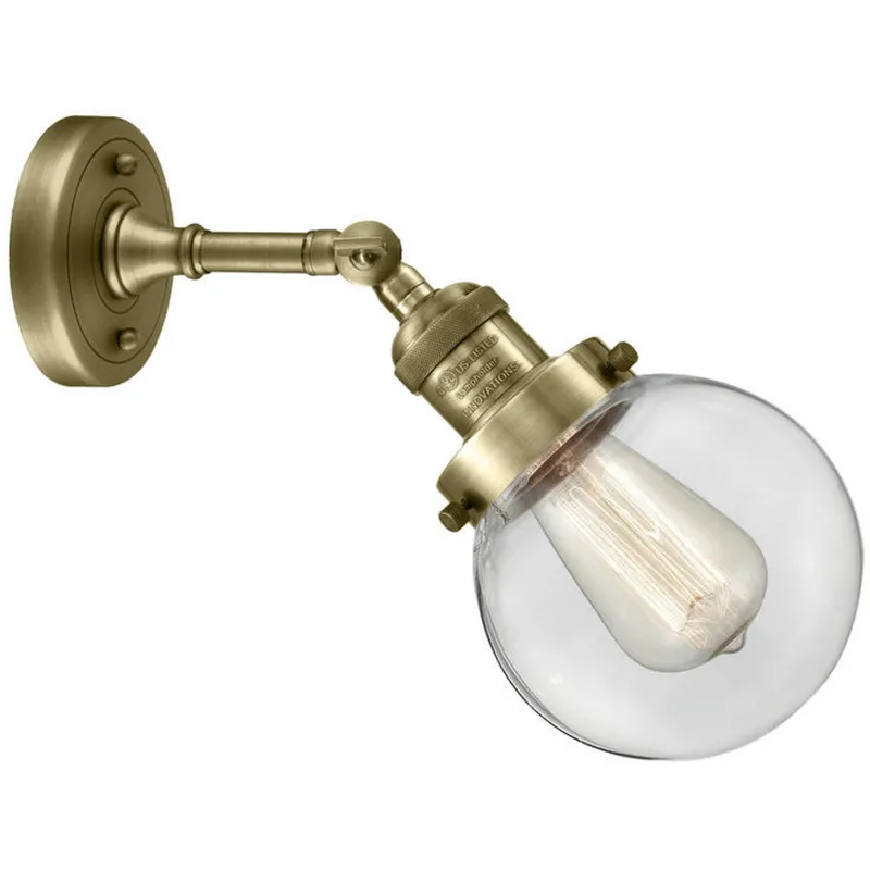 Franklin Restoration Beacon 1 Light 6 inch Antique Brass Sconce Wall Light in Clear Glass, Franklin Restoration