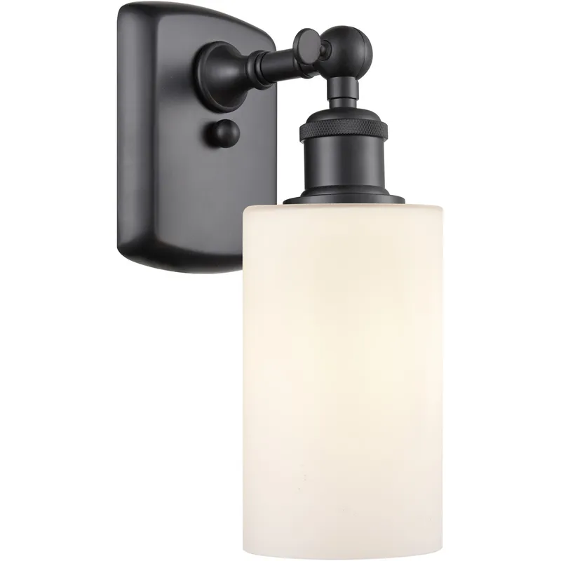 Ballston Clymer 1 Light 4 inch Matte Black Sconce Wall Light in Matte White Glass, Ballston