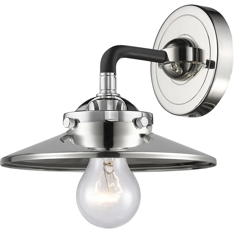 Nouveau Railroad LED 8 inch Black Polished Nickel Sconce Wall Light, Nouveau