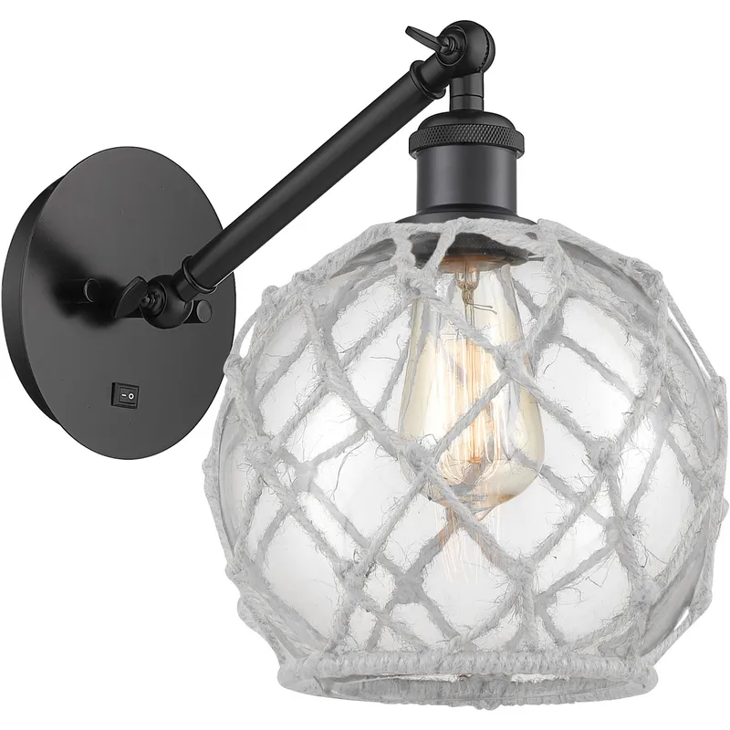 Ballston Farmhouse Rope LED 8 inch Matte Black Sconce Wall Light