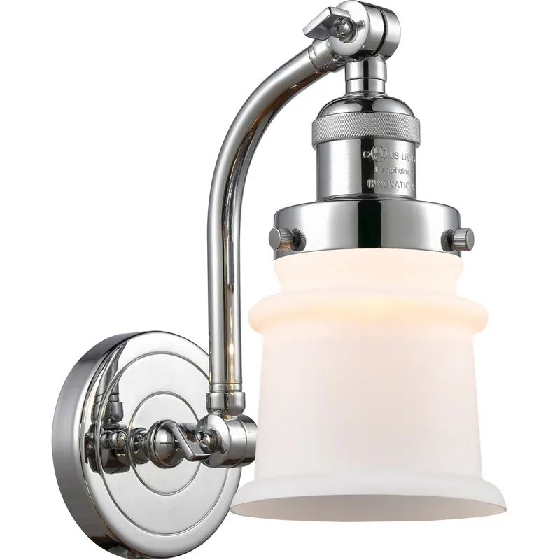 Franklin Restoration Small Canton LED 6.5 inch Polished Chrome Sconce Wall Light in Matte White Glass, Franklin Restoration