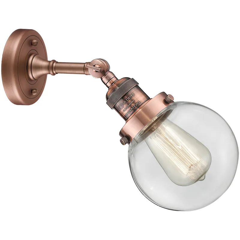 Franklin Restoration Beacon 1 Light 6 inch Antique Copper Sconce Wall Light in Clear Glass, Franklin Restoration