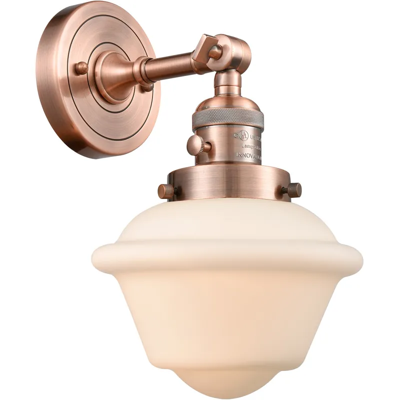 Franklin Restoration Small Oxford 1 Light 8 inch Antique Copper Sconce Wall Light in Matte White Glass, Franklin Restoration
