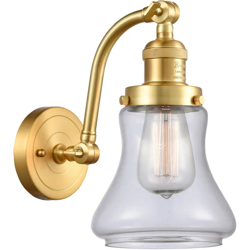 Franklin Restoration Bellmont LED 6.5 inch Satin Gold Sconce Wall Light in Clear Glass, Franklin Restoration