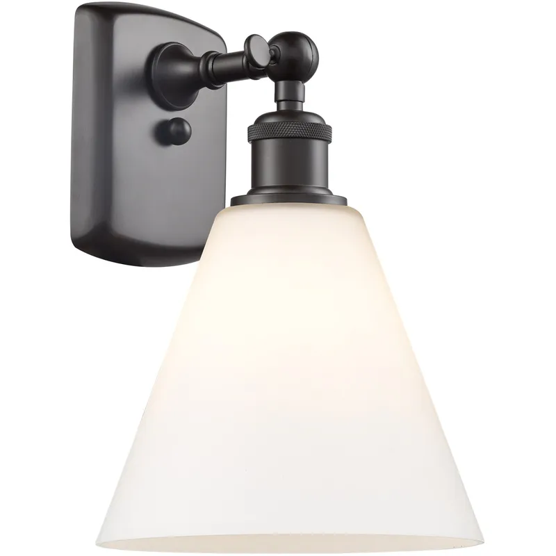 Ballston Cone LED 8 inch Oil Rubbed Bronze Sconce Wall Light in Matte White Glass