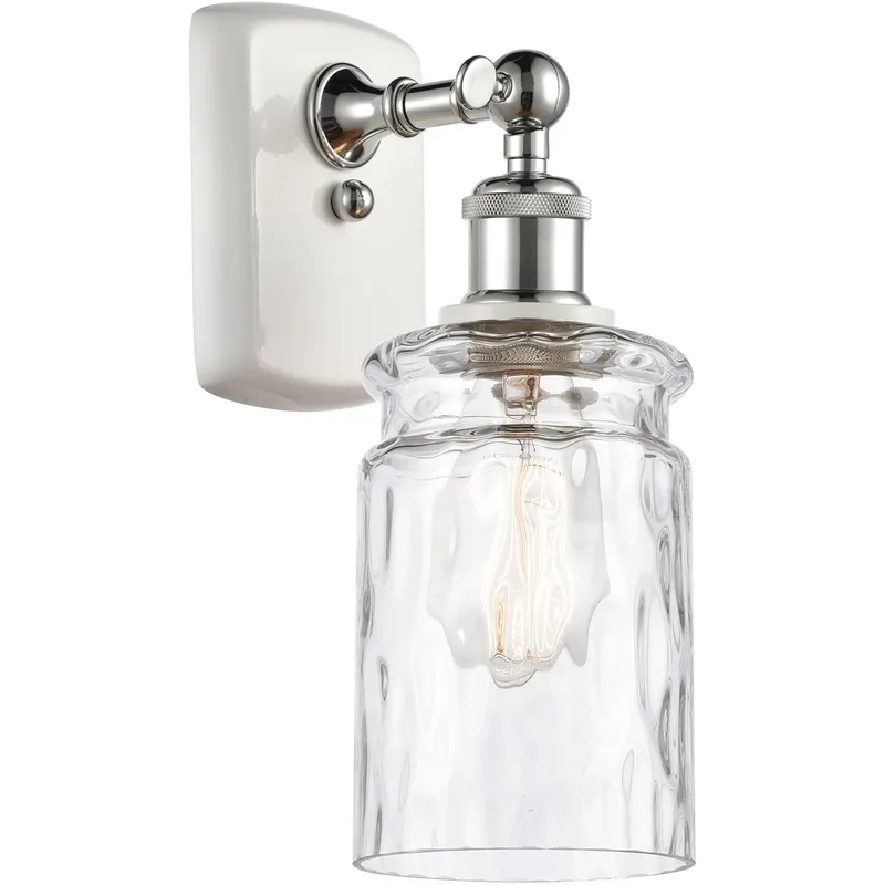 Ballston Candor 1 Light 5 inch White and Polished Chrome Sconce Wall Light in Clear Waterglass, Ballston