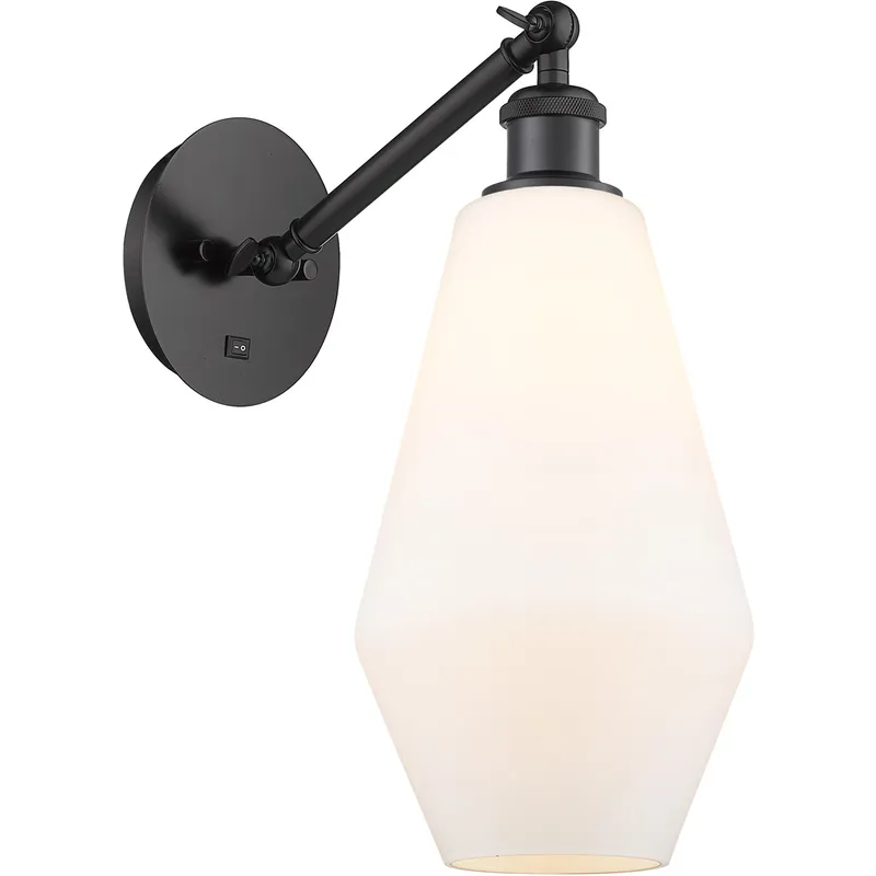 Ballston Cindyrella 1 Light 7 inch Matte Black Sconce Wall Light in Cased Matte White Glass