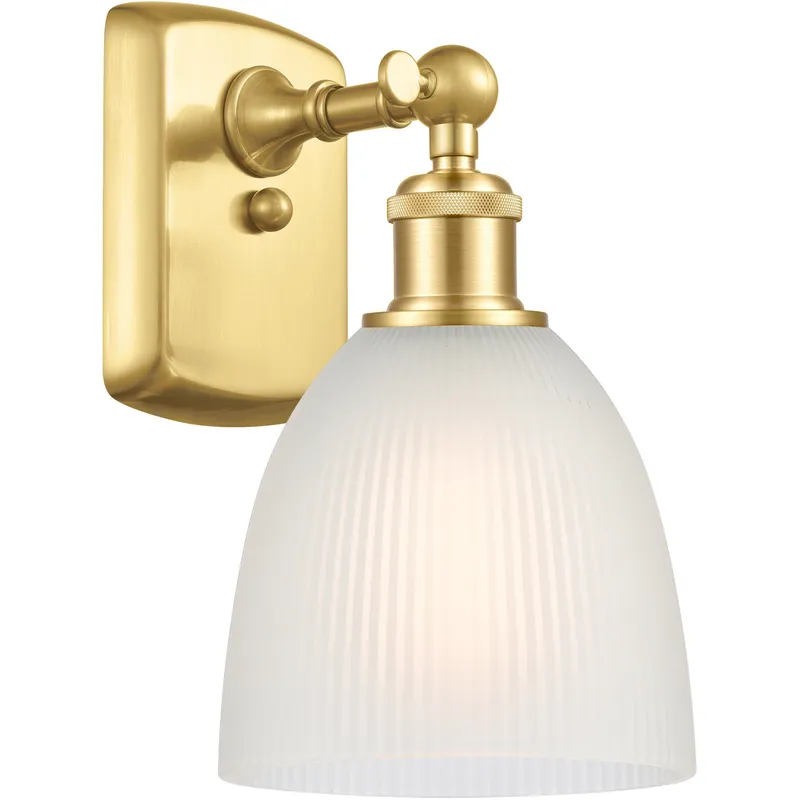 Ballston Castile LED 6 inch Satin Gold Sconce Wall Light in White Glass, Ballston