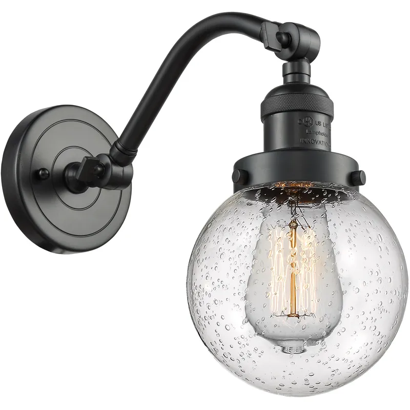 Franklin Restoration Beacon LED 6 inch Oil Rubbed Bronze Sconce Wall Light in Seedy Glass, Franklin Restoration