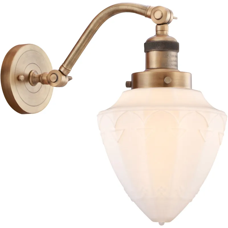 Franklin Restoration Bullet LED 7 inch Brushed Brass Sconce Wall Light in Matte White Glass
