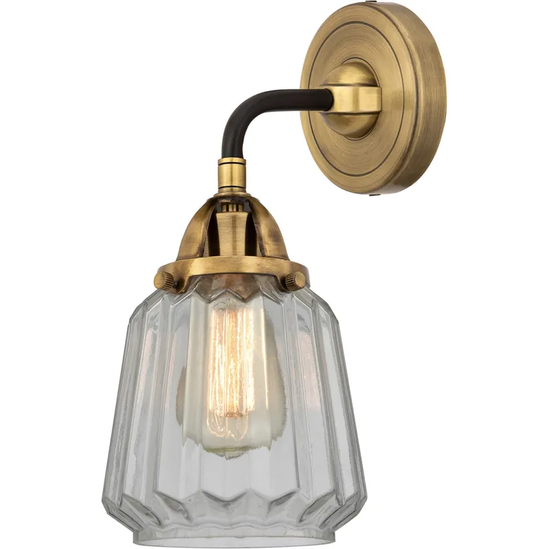 Nouveau 2 Chatham 1 Light 6 inch Black Antique Brass Sconce Wall Light in Clear Glass