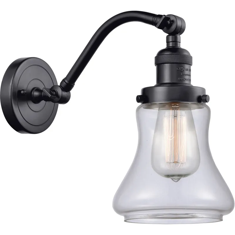 Franklin Restoration Bellmont LED 6.5 inch Matte Black Sconce Wall Light in Clear Glass, Franklin Restoration