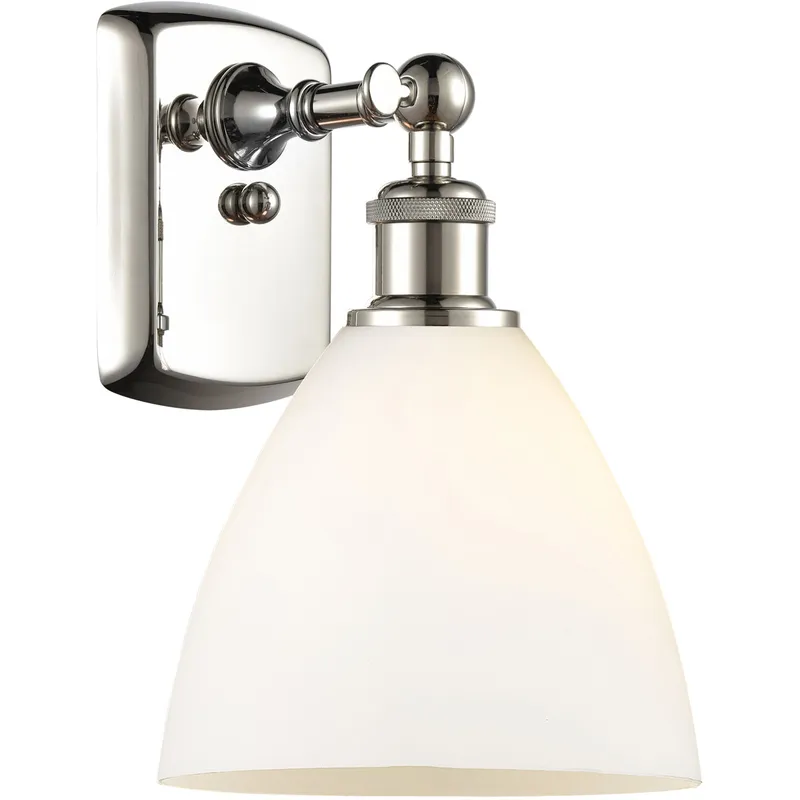 Ballston Ballston Dome LED 8 inch Polished Nickel Sconce Wall Light in Matte White Glass