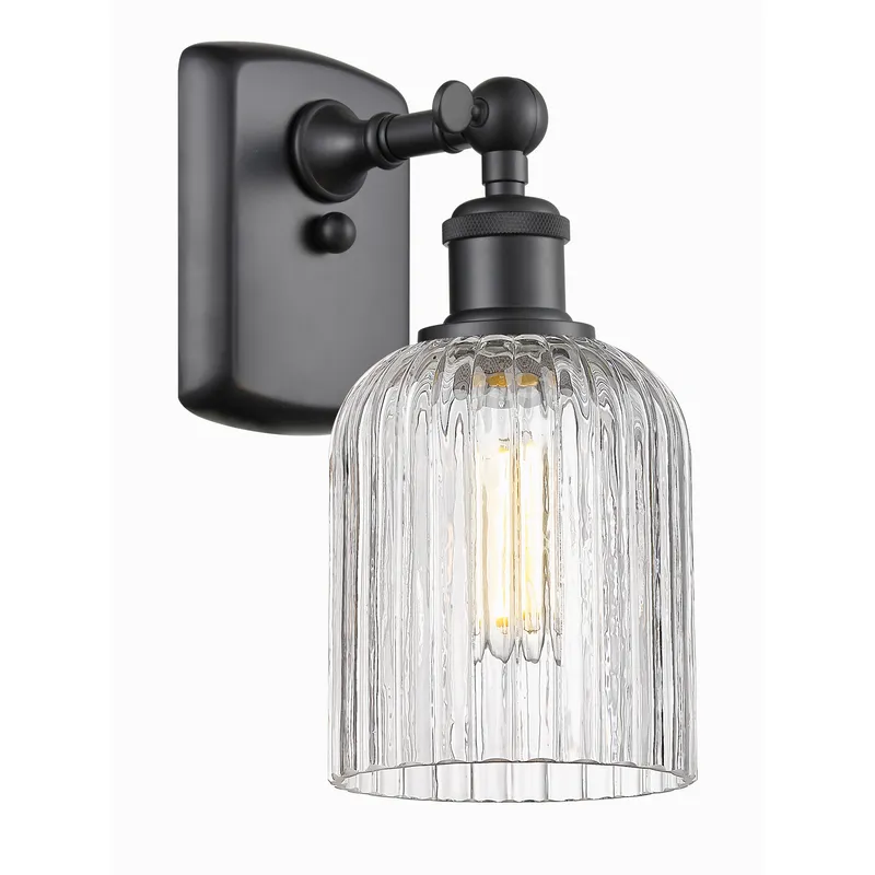 Bridal Veil Sconce Wall Light in Matte Black, Clear