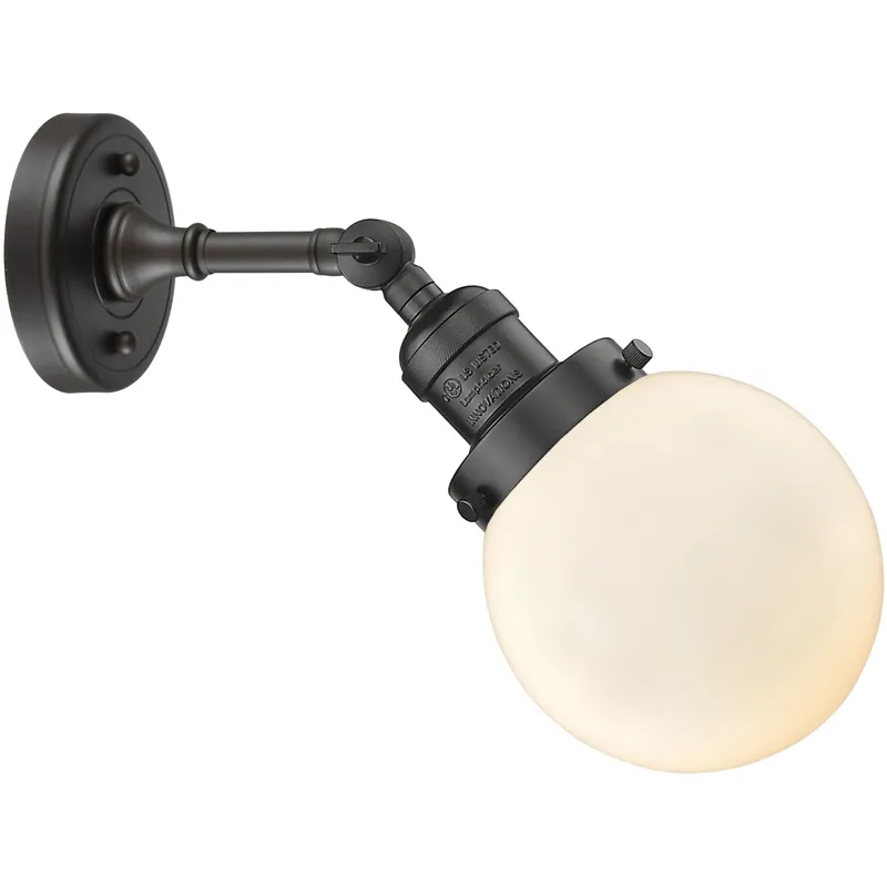 Franklin Restoration Beacon 1 Light 6 inch Oil Rubbed Bronze Sconce Wall Light in Matte White Glass, Franklin Restoration