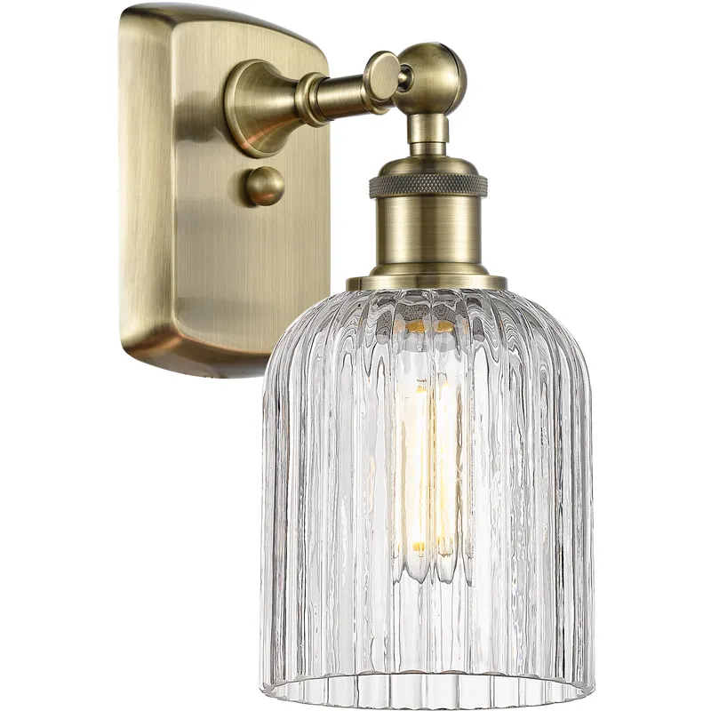 Bridal Veil Sconce Wall Light in Antique Brass, Clear