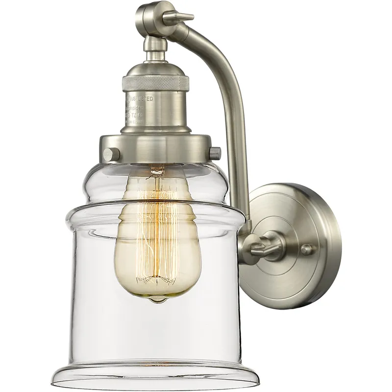 Franklin Restoration Canton 1 Light 7 inch Brushed Satin Nickel Sconce Wall Light in Clear Glass, Franklin Restoration