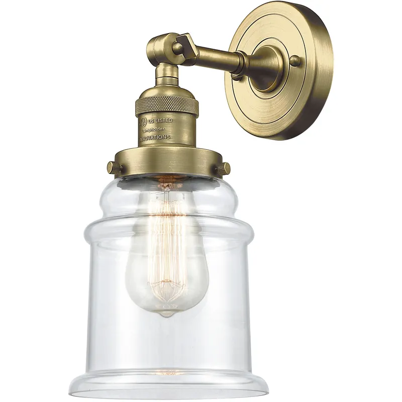 Franklin Restoration Canton LED 7 inch Antique Brass Sconce Wall Light in Clear Glass, Franklin Restoration