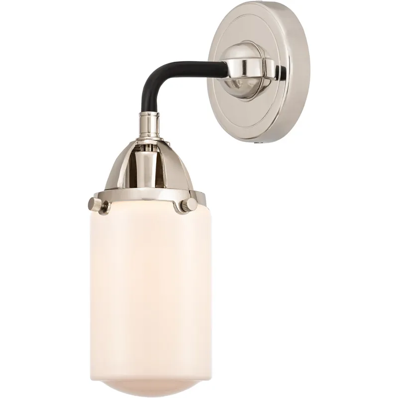 Nouveau 2 Dover 1 Light 5 inch Black Polished Nickel Sconce Wall Light in Matte White Glass