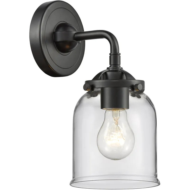 Nouveau Small Bell 1 Light 5 inch Oil Rubbed Bronze Sconce Wall Light in Clear Glass, Nouveau