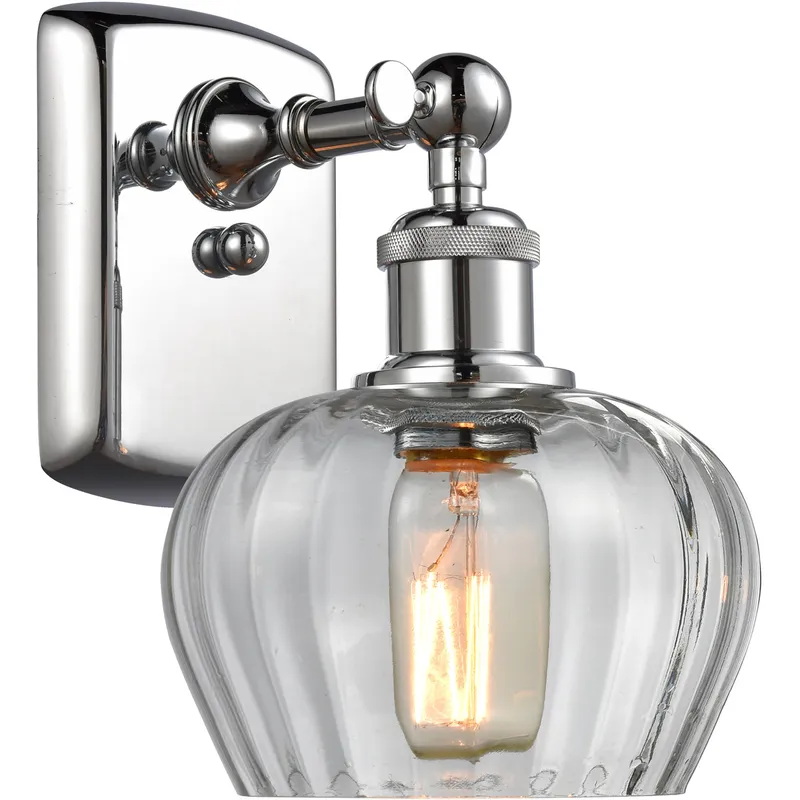 Ballston Fenton LED 7 inch Polished Chrome Sconce Wall Light in Clear Glass, Ballston