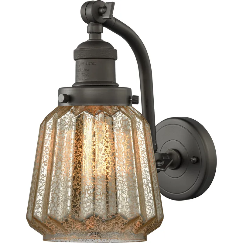 Franklin Restoration Chatham LED 6 inch Oil Rubbed Bronze Sconce Wall Light in Mercury Glass, Franklin Restoration