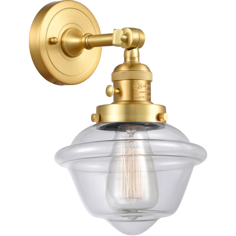 Franklin Restoration Small Oxford 1 Light 8 inch Satin Gold Sconce Wall Light in Clear Glass, Franklin Restoration