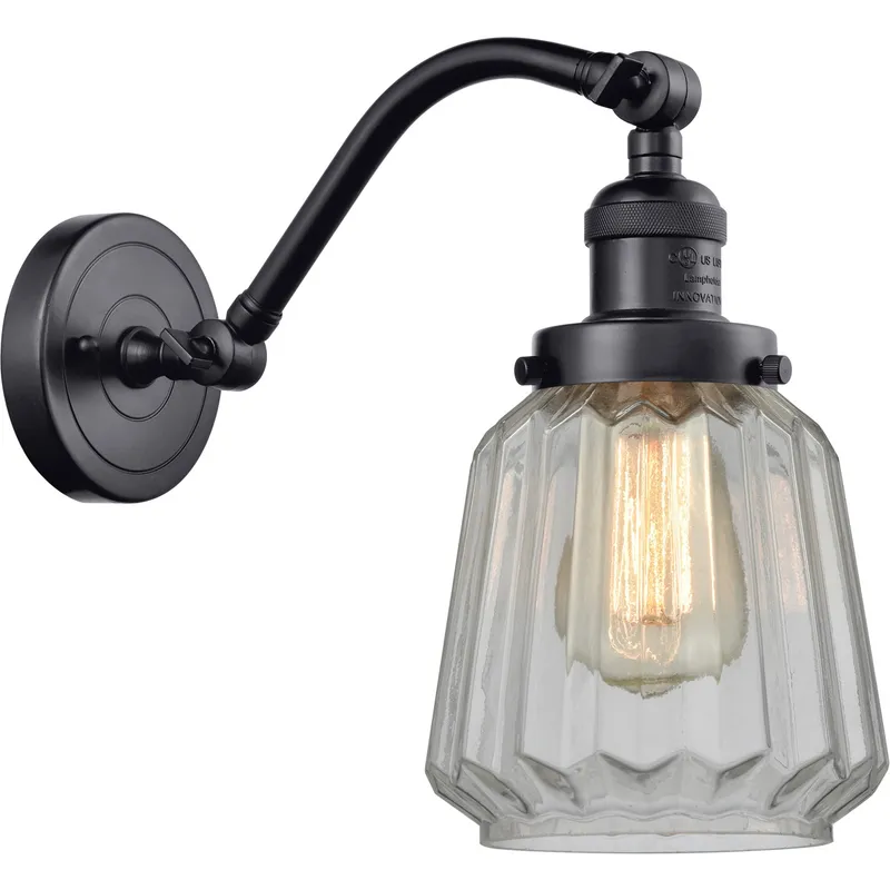 Franklin Restoration Chatham LED 6 inch Matte Black Sconce Wall Light in Clear Glass, Franklin Restoration